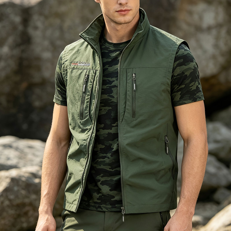 Outdoor Sport Jacket Men - Herrenweste, Laufjacke, ärmelloses Hemd, Herren-Fitnessjacke in