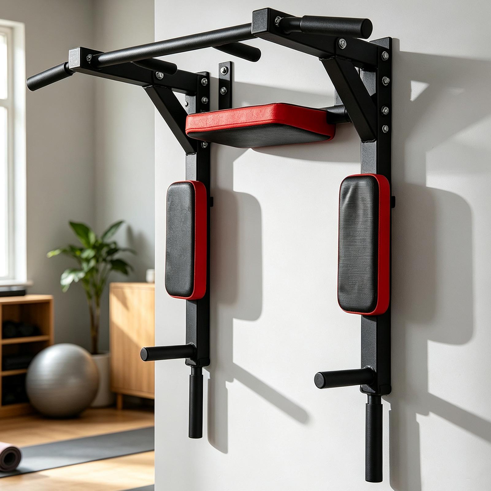 Gymnastic Bar Home - Wandmontierte Klimmzugstange, Fitness-Horizontalstange, multifunktionale Dip-Station mit